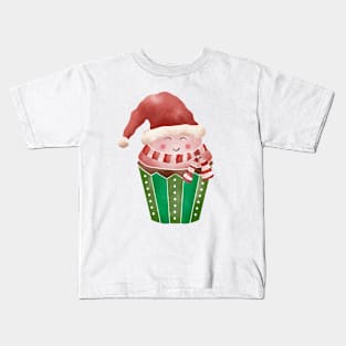 Cupcake Santa Watercolor Kids T-Shirt